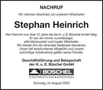 Traueranzeige von Stephan ^Heinrich von Pegnitz-Zeitung